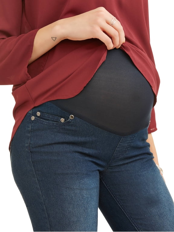 Maternity Women's Straight Leg Jeans with Full Panel (Women's & Women's Plus)