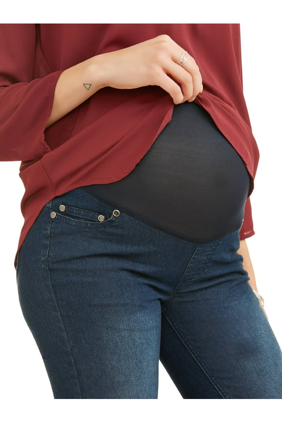 Maternity Women's Straight Leg Jeans with Full Panel (Women's & Women's Plus)