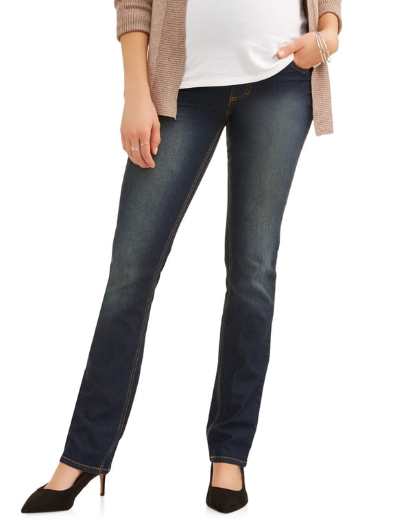 Maternity Women's Straight Leg Jeans with Full Panel (Women's & Women's Plus)