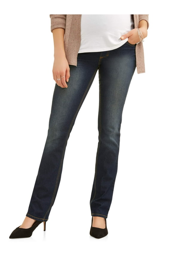 Maternity Women's Straight Leg Jeans with Full Panel (Women's & Women's Plus)