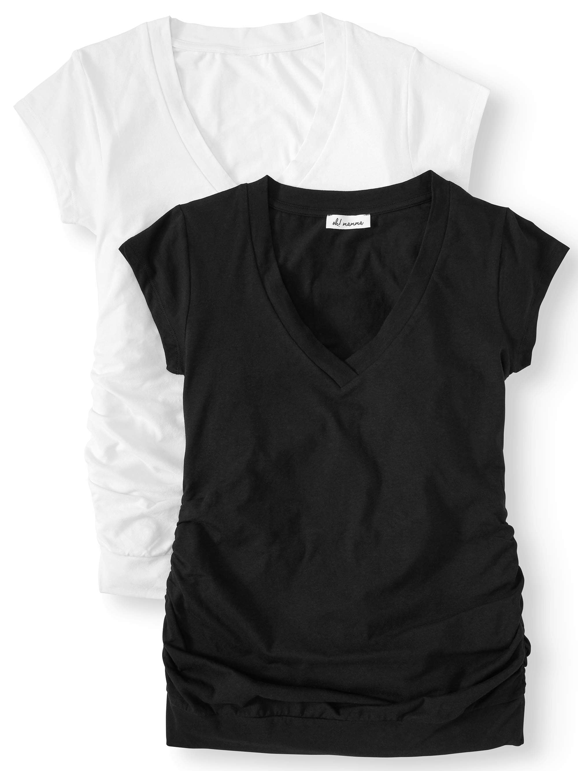 Oh! Mamma Maternity Women's V-Neck T-Shirt, 2-Pack (Women's & Women's Plus)