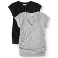 thumbnail image 1 of Oh! Mamma Maternity Women's V-Neck T-Shirt, 2-Pack (Women's & Women's Plus), 1 of 8