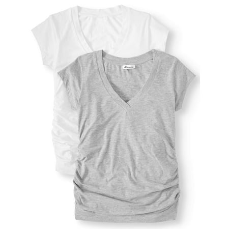 Oh! Mamma Maternity Women's V-Neck T-Shirt, 2-Pack (Women's & Women's Plus)