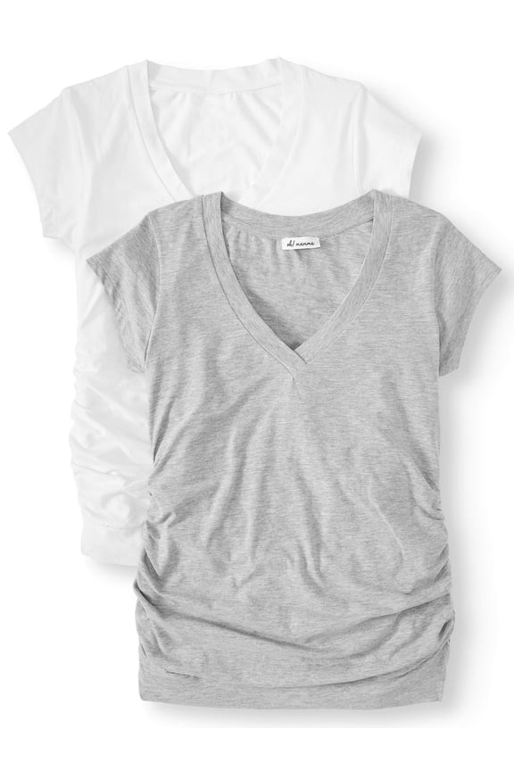 Maternity Women's V-Neck T-Shirt, 2-Pack (Women's & Women's Plus)