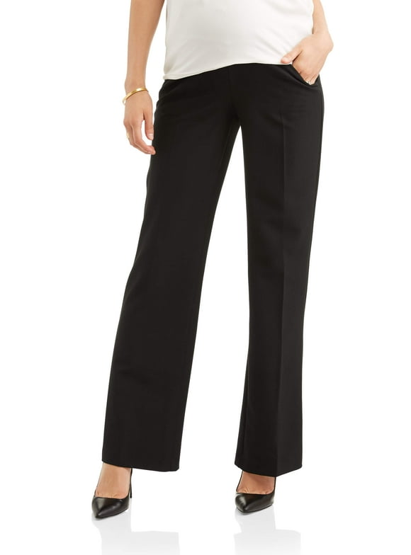Maternity Women's Straight Leg Career Dress Work Formal Pant with Pockets and Full Panel (Women's & Women's Plus)