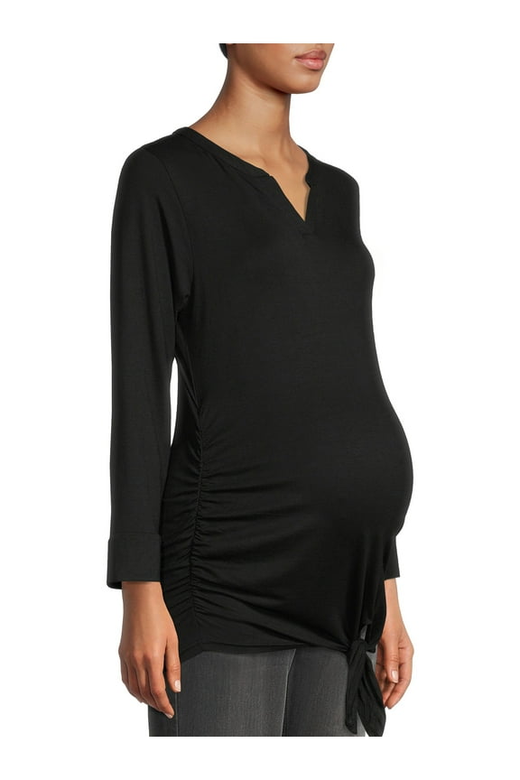 Maternity Womens Cinched Tie Front Top (Women's and Women's Plus)