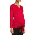 thumbnail image 1 of Oh! Mamma Maternity Womens Cinched Tie Front Top (Women's and Women's Plus), 1 of 1