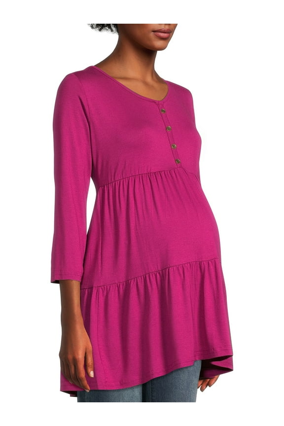 Maternity Womens Jersey Tiered Empire Waist Top