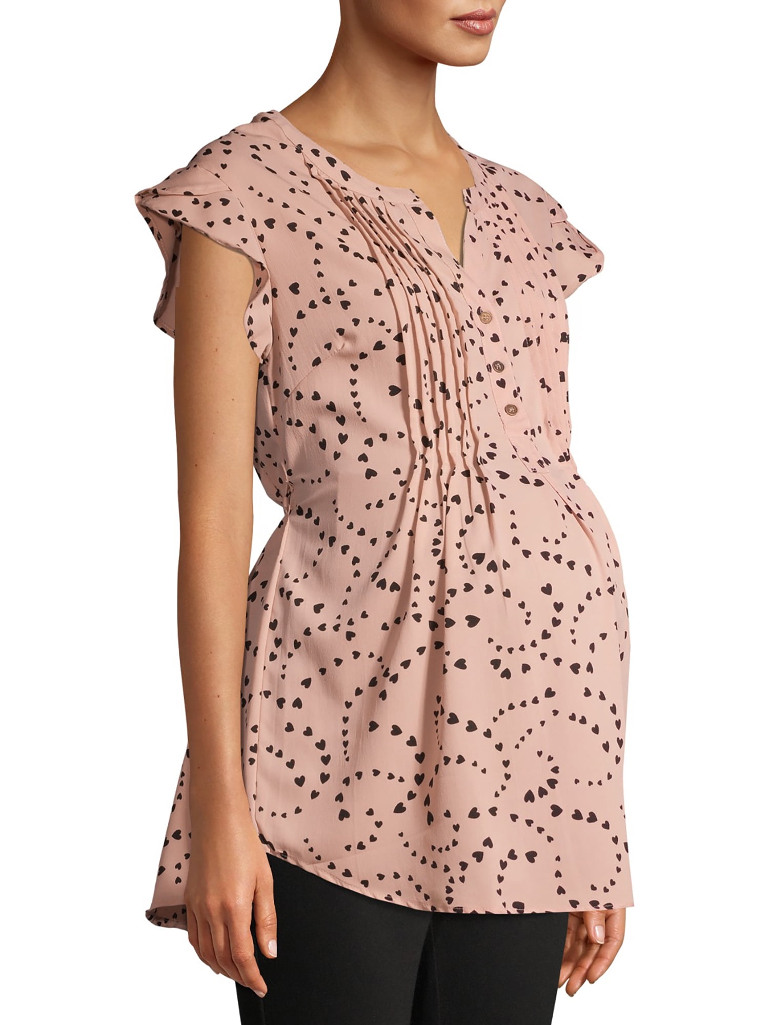 Oh! Mamma Women's Maternity Blouse with Pleated Details