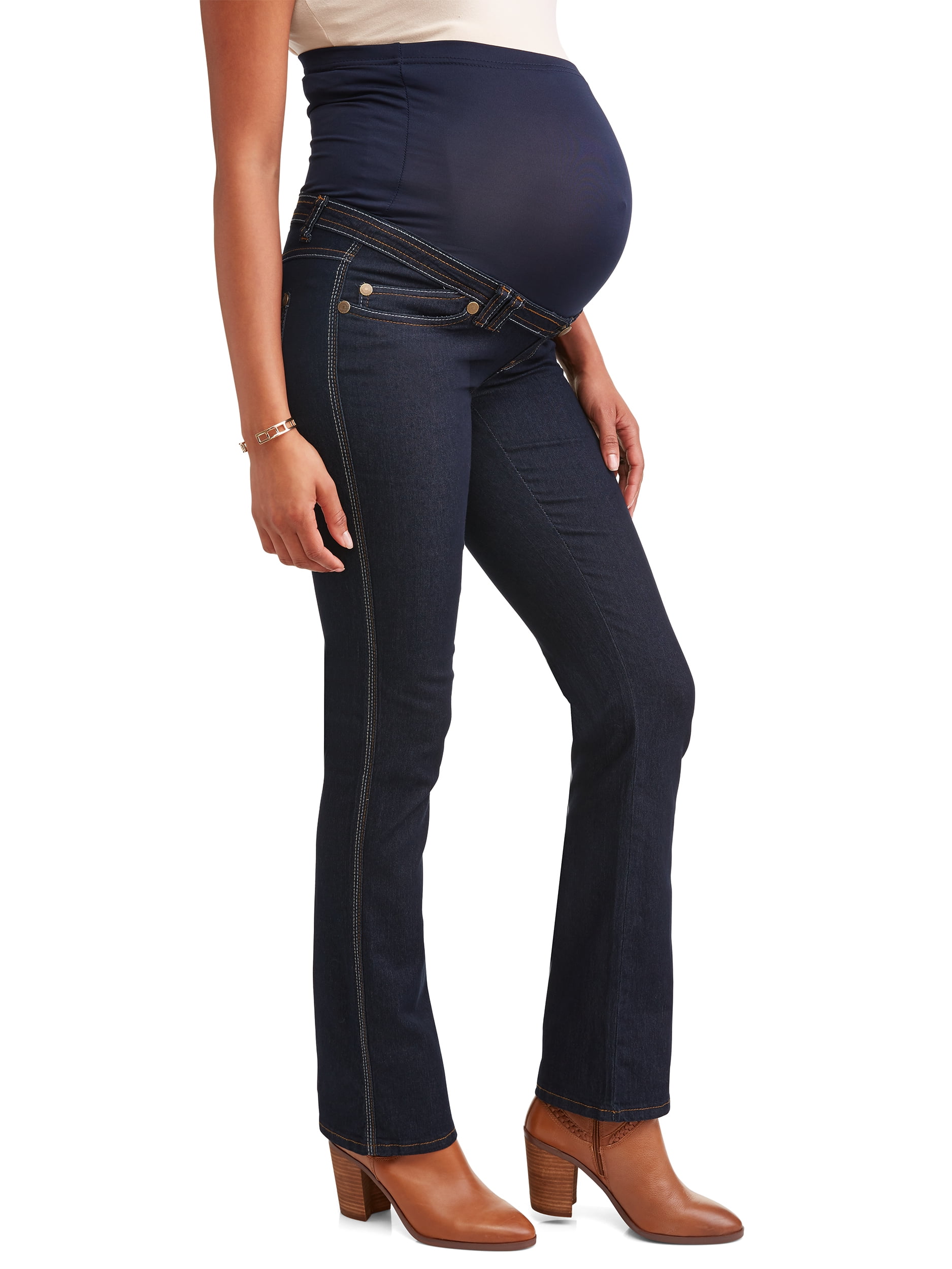 Oh! Mamma Women's Maternity Bootleg Jeans with Full Panel and Belted ...