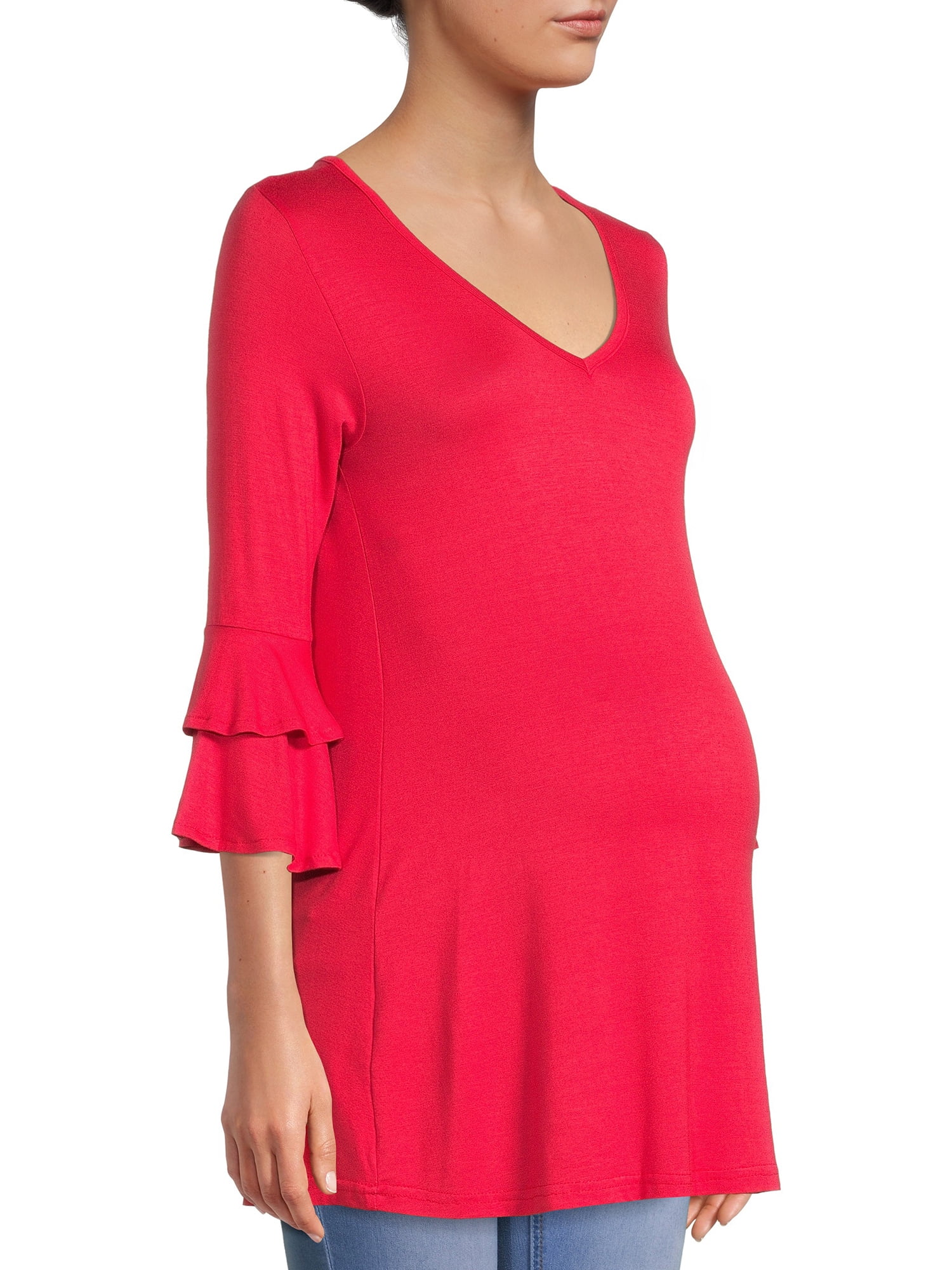 Motherhood Maternity Women's Nursing Tee - Short Sleeve, Scoop Neck, Tulip Layered Top