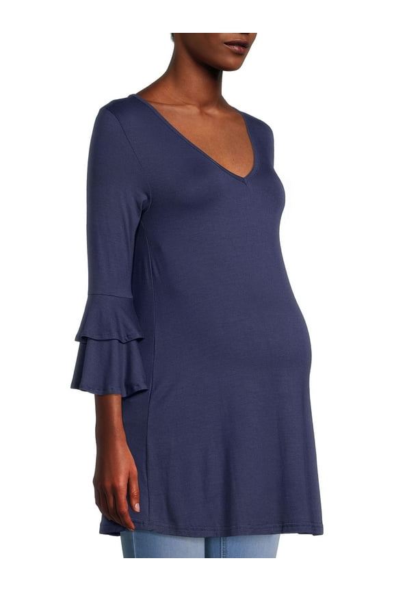 Women’s Maternity V-Neck Jersey Double Bell Sleeve Top