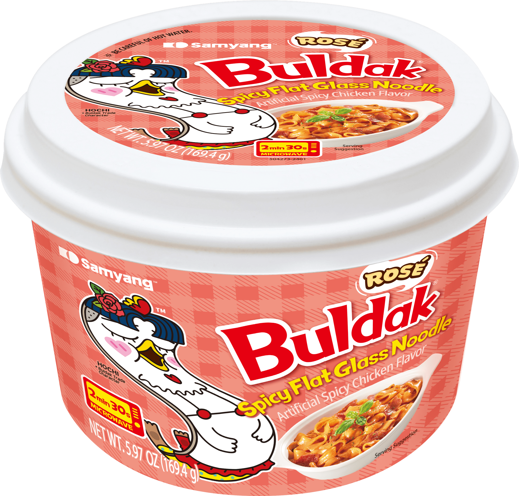 Samyang Buldak Rosé Spicy Flat Glass Noodle Bowl, 5.97 oz
