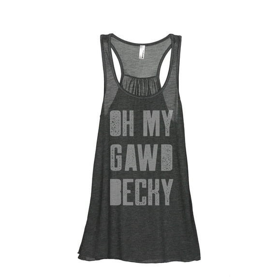 Oh My Gawd Becky Women's Fashion Sleeveless Flowy Racerback Workout Yoga Tank Top Charcoal Grey X-Large