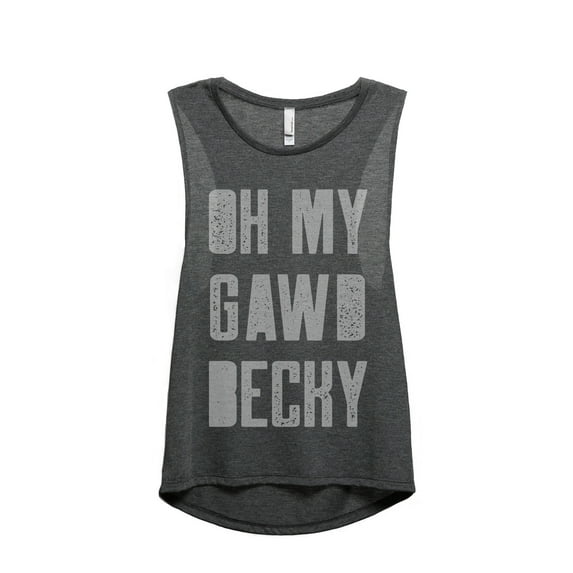 Oh My Gawd Becky Women's Fashion Sleeveless Muscle Workout Yoga Tank Top Charcoal Grey Medium