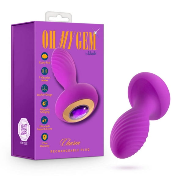 Oh My Gem By Blush | Charm 4.5 Inch Vibrating Anal Plug Massager With Stayput Design Amethyst Gem Base In Purple