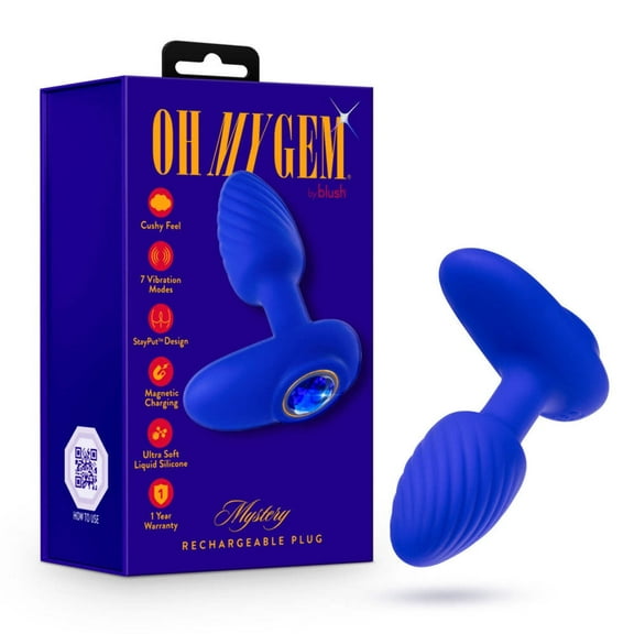Oh My Gem By Blush® | Mystery 4 Inch Vibrating Anal Plug Massager With Stayput™ Design Sapphire Gem Base – In Blue