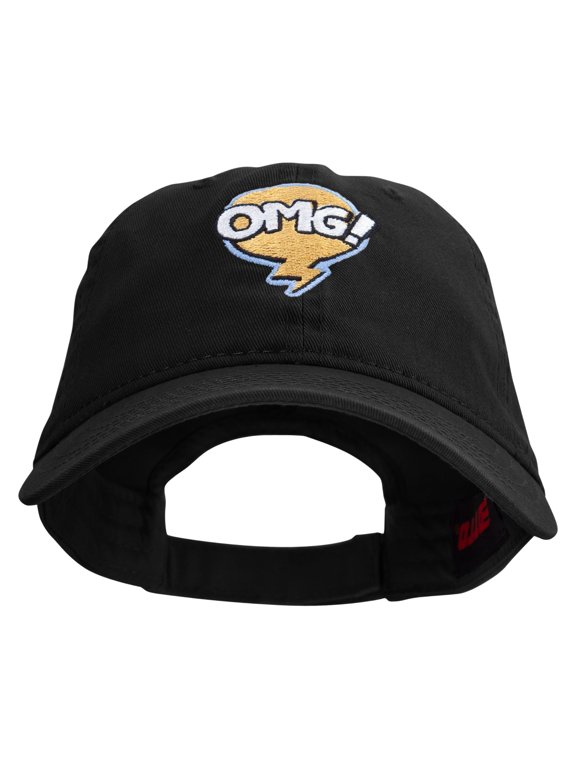 Oh My God Bubble Embroidered Garment Washed Cotton Twill Cap - Black OSFM