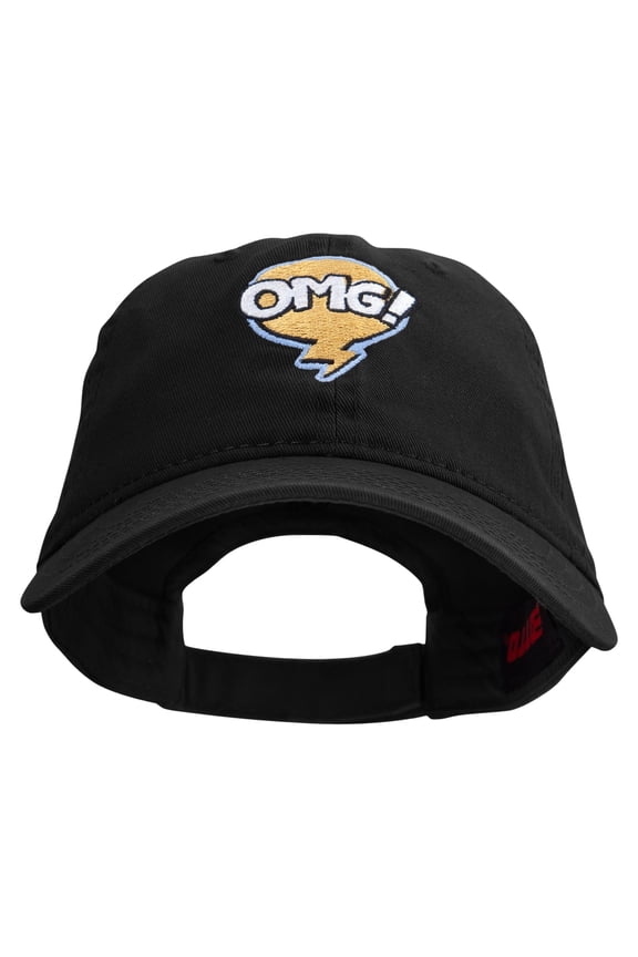 Oh My God Bubble Embroidered Garment Washed Cotton Twill Cap - Black OSFM
