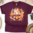 thumbnail image 1 of Oh My Gourd Cow Graphic Tee | Cute Pumpkin Shirt | Unisex Casual T-Shirt, Maroon, Size M, 1 of 6