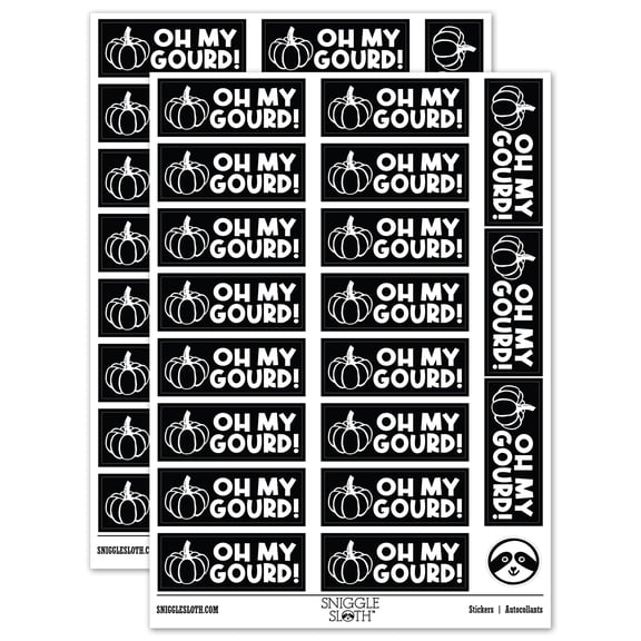 Oh My Gourd Pumpkin Teacher Student School Sticker Set - Black - Matte Finish - 2.00" Large