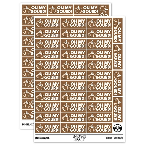 Oh My Gourd Pumpkin Teacher Student School Sticker Set - Brown - Matte Finish - 1.5" Small