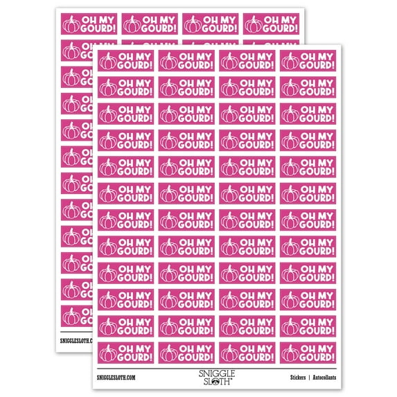 Oh My Gourd Pumpkin Teacher Student School Sticker Set - Hot Pink - Matte Finish - 1.25" Mini