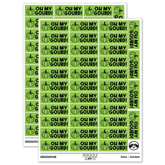 Oh My Gourd Pumpkin Teacher Student School Sticker Set - Light Green - Gloss Finish - 1.5" Small