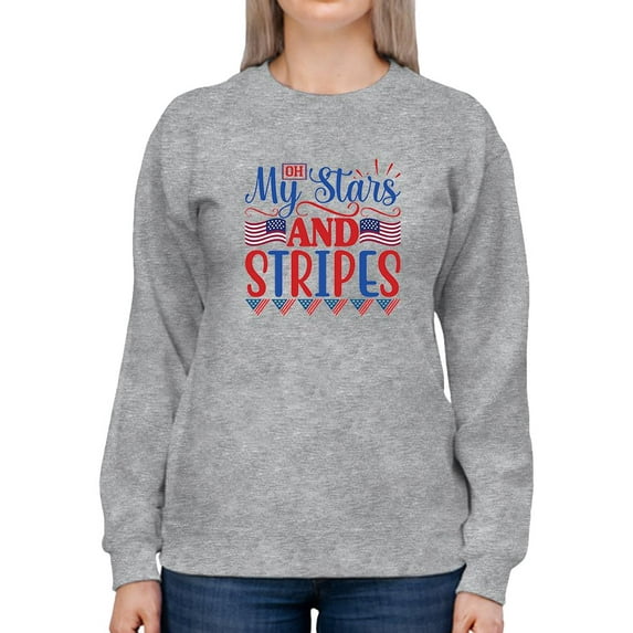 Oh My Stars And Stripes Sweatshirt Women - Women Sweatshirt, Sport Grey, 5XL