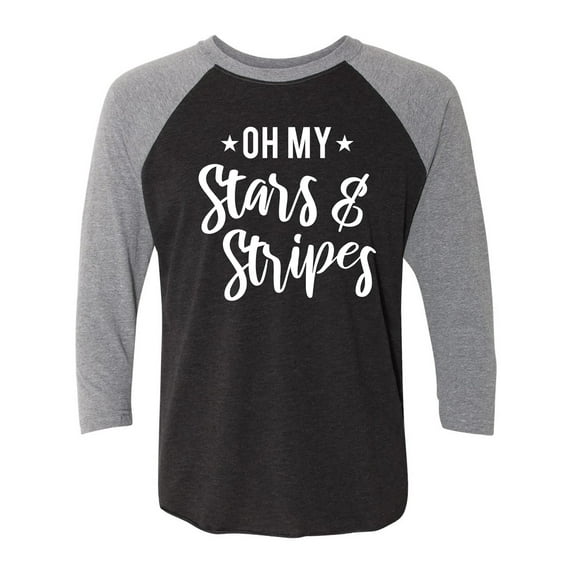 Oh My Stars & Stripes Unisex 3/4 Sleeve Baseball Raglan Tee