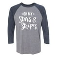 thumbnail image 1 of Oh My Stars & Stripes Unisex 3/4 Sleeve Baseball Raglan Tee, 1 of 2
