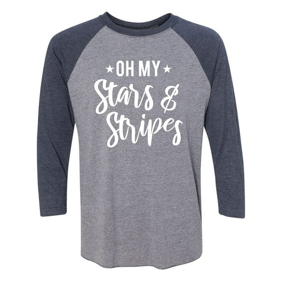 Oh My Stars & Stripes Unisex 3/4 Sleeve Baseball Raglan Tee