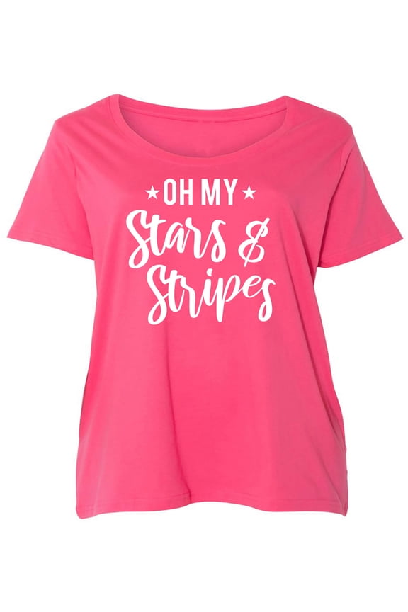 Oh My Stars & Stripes Womens Plus Size Scoopneck T