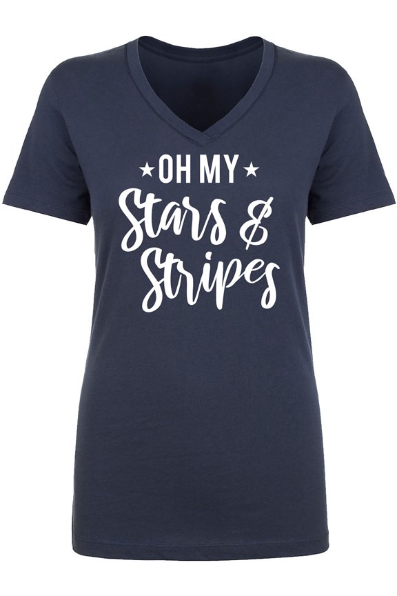 Oh My Stars & Stripes Womens V-Neck Tee