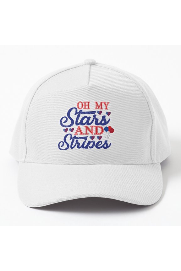 Oh My Stars and Stripes Baseball Cap, American Flag Reaction Statement Design, Classic Hat