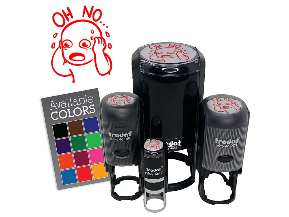 Oh No Panic Mistake Sweating Reaction Self-Inking Rubber Stamp Ink Stamper - Blue Ink - Small 3/4 Inch