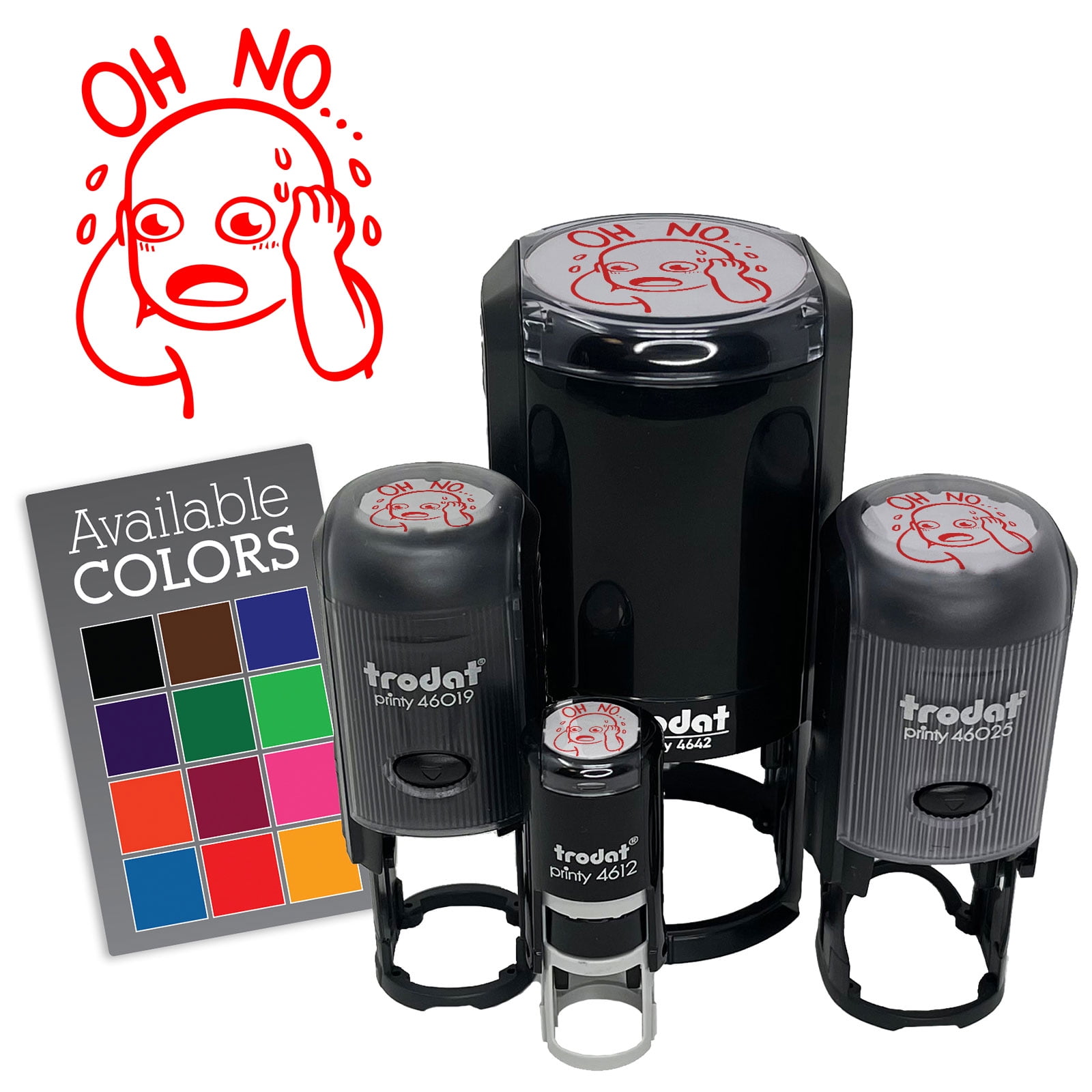 Oh No Panic Mistake Sweating Reaction Self-Inking Rubber Stamp Ink Stamper - Fuchsia Ink - Medium 1 Inch