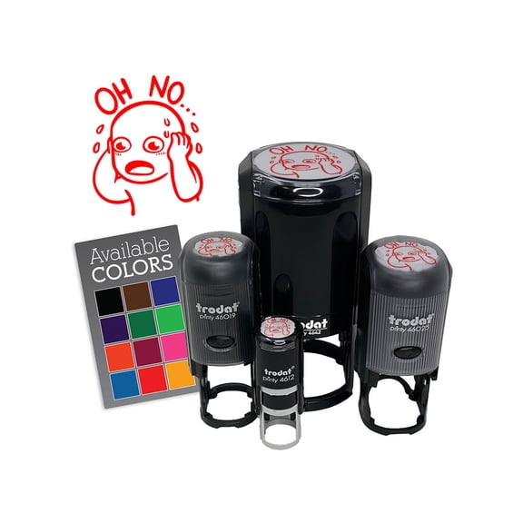 Oh No Panic Mistake Sweating Reaction Self-Inking Rubber Stamp Ink Stamper for Stamping Crafting Planners - 1/2 Inch Mini - Dry Pad (No Ink)