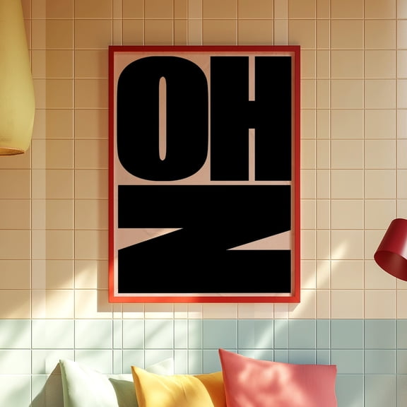 Oh No Typography 70s Retro Wall Art, Unframed Paper Poster 8x10in