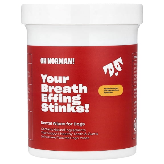 Oh Norman Your Breath Stinks! Dental Wipes For Dogs, 50 Wipes