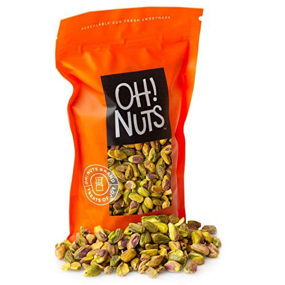 Oh! Nuts Raw Whole California Pistachios No Shell 1lb, Fresh ShellLess California Pistachios