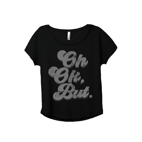 Oh Ok, But. Women's Fashion Slouchy Dolman T-Shirt Tee Heather Black Large