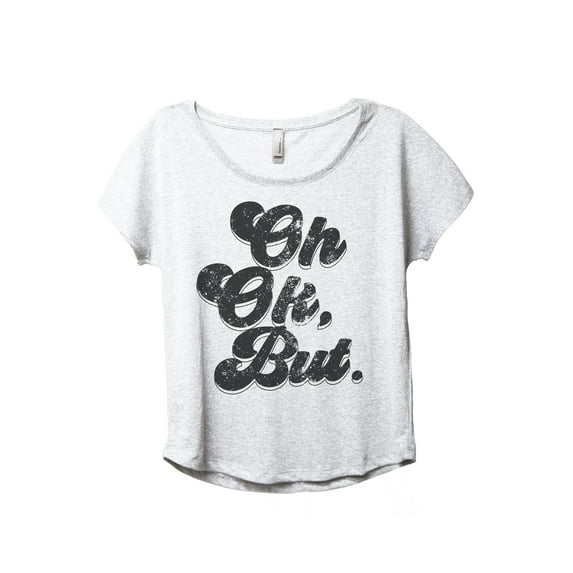 Oh Ok, But. Women's Fashion Slouchy Dolman T-Shirt Tee Heather White Small
