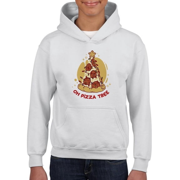 Oh Pizza Tree Christmas Hoodie Juniors -Smartprints Designs, x-Large