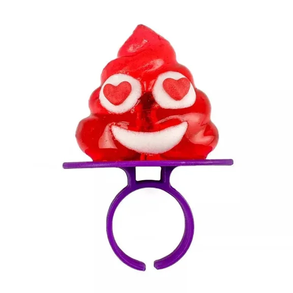 Oh Poop! Valentine's Lollipop Rings, 20-Piece candy - CHERRY, STRAWBERRY & BLUE RASPBERRY