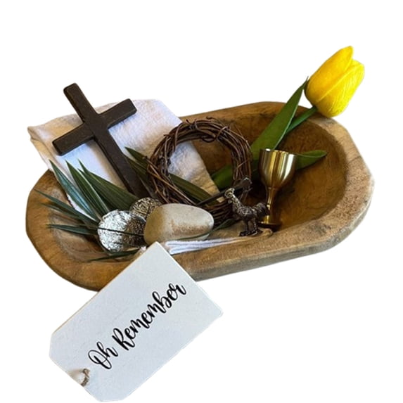 Oh Remember Kit- Symbols of The Easter Resurrection, Handmade "Oh Remember" Faith Keepsake Set, Christian Easter Decor Tray Set, Faith Based Display (with Display Bowl,1PCS)