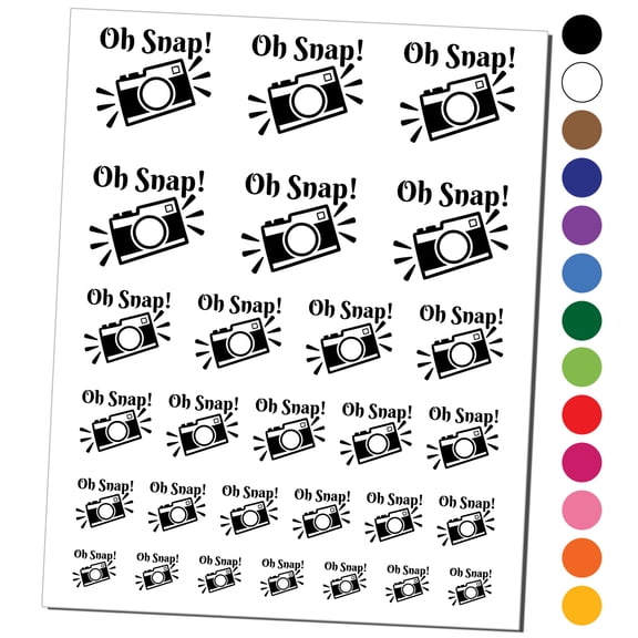 Oh Snap Camera Photography Water Resistant Temporary Tattoo Set Fake Body Art Collection - Black