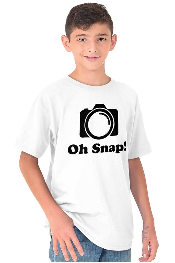 Oh Snap Camera Snapshot Cute Hobby Crewneck T Shirts Boy Girl Teen Brisco Brands L