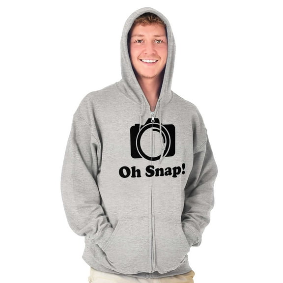 Oh Snap Camera Snapshot Cute Hobby Unisex Fleece Graphic Zip Up Hoodie Brisco Brands 4X