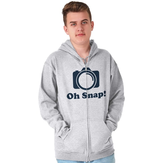 Oh Snap Camera Snapshot Cute Hobby Zip Up Hoodie Men's Women's Brisco Brands X
